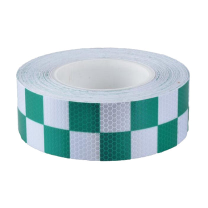 PVC Lattice Reflective Belt Generic Film Traffic Safety Facilities Anti-Collision Warning Stickers(White Green) by buy2fix
