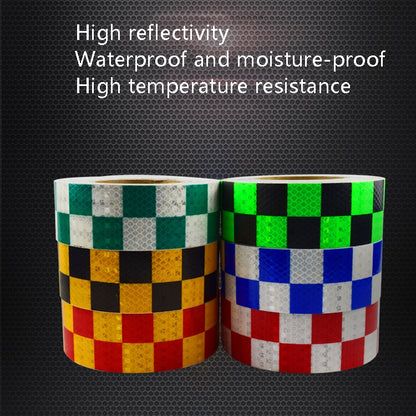 PVC Lattice Reflective Belt Generic Film Traffic Safety Facilities Anti-Collision Warning Stickers(White Green) by buy2fix