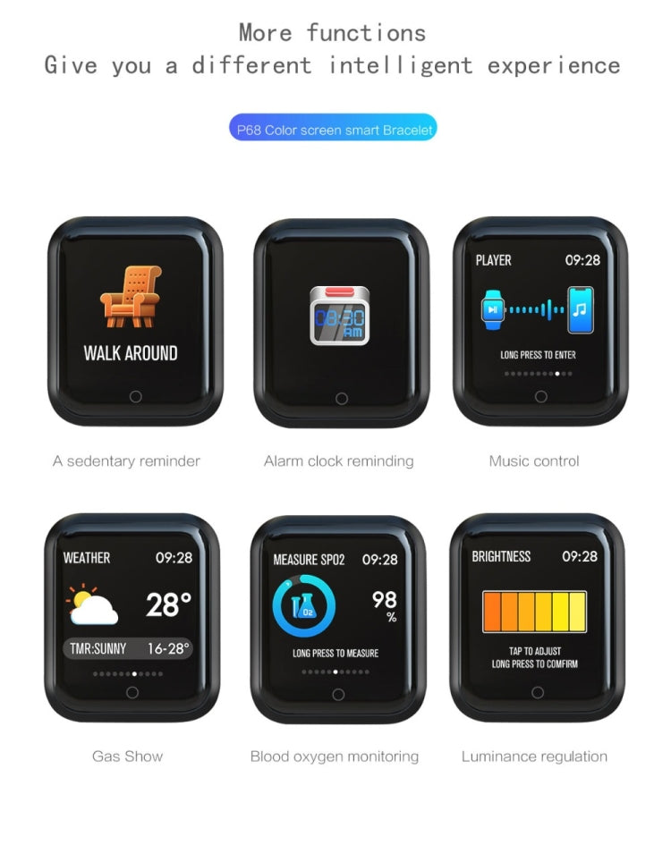 P68 Smart Watches Heart Rate Monitor Blood Pressure Activity Tracker by buy2fix