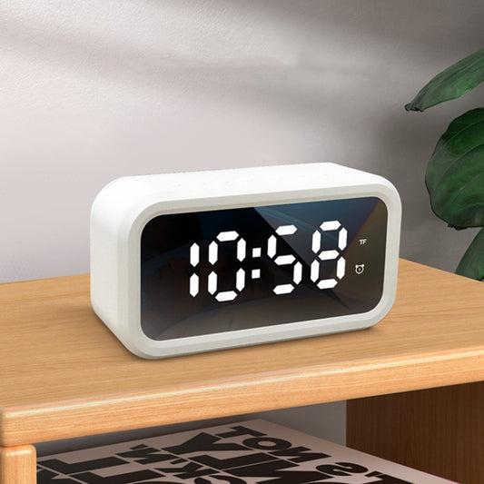 FY101 Charging Bluetooth Speaker Radio Alarm Mirror Electronic Clock(White) - Alarm Clocks by buy2fix | Online Shopping UK | buy2fix