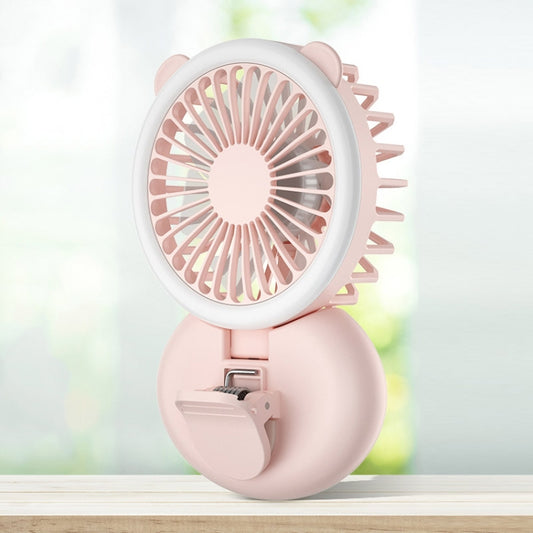 D11 Fill Light Clip Hanging Neck Fan Handheld Folding Mini USB Desktop Fan(Pink) - Electric Fans by buy2fix | Online Shopping UK | buy2fix