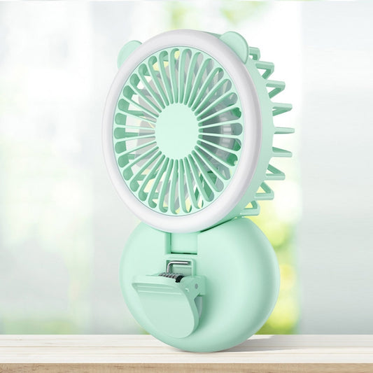 D11 Fill Light Clip Hanging Neck Fan Handheld Folding Mini USB Desktop Fan(Green) - Electric Fans by buy2fix | Online Shopping UK | buy2fix