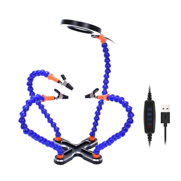 Aluminum Alloy 4-Claw Aircraft Model Universal Arm With Light & Welding Station(N-CSBKM-BL9 Blue) by buy2fix