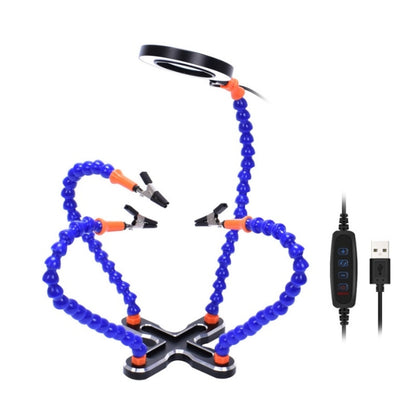 Aluminum Alloy 4-Claw Aircraft Model Universal Arm With Light & Welding Station(N-CSBKM-BL9 Blue) by buy2fix