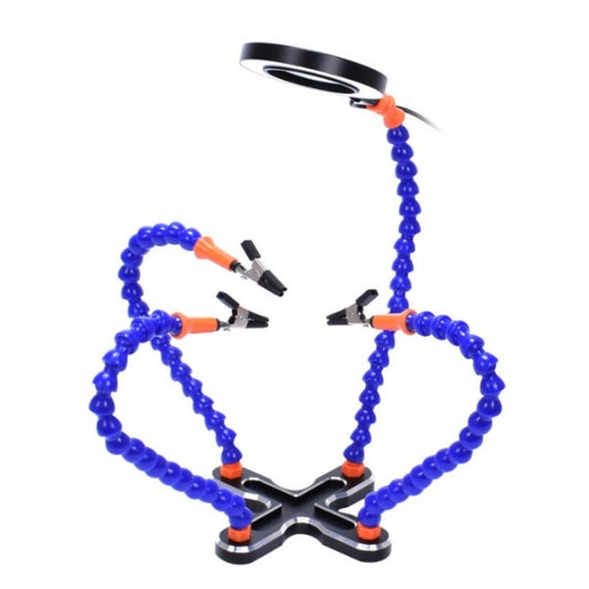 Aluminum Alloy 4-Claw Aircraft Model Universal Arm With Light & Welding Station(N-CSBKM-BL9 Blue) by buy2fix