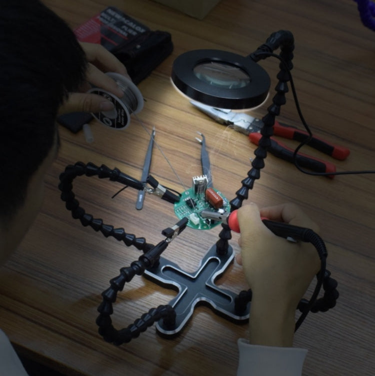 Aluminum Alloy 4-Claw Aircraft Model Universal Arm With Light & Welding Station(N-CSBKM-BL9 Blue) by buy2fix