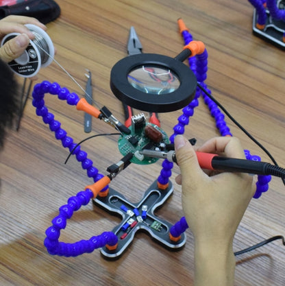 Aluminum Alloy 4-Claw Aircraft Model Universal Arm With Light & Welding Station(N-CSBKM-BL9 Blue) by buy2fix