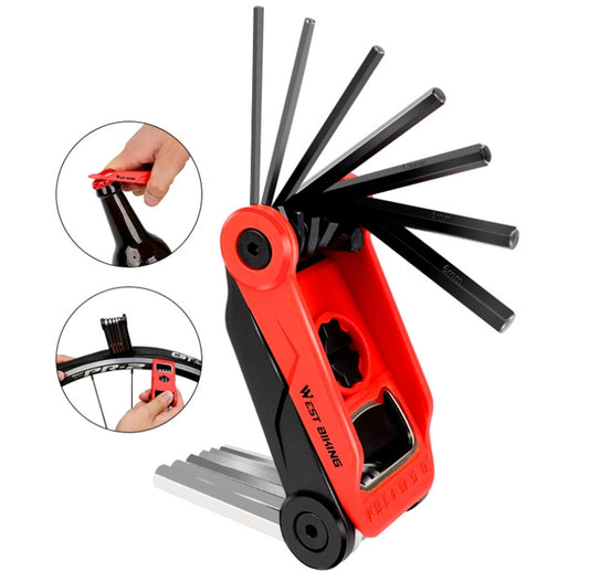 West Biking 16 In 1 Bicycle Repair Tool Multi-Function Wrench Hex Tool Riding Equipment(Black Red) - Maintenance tools by West Biking | Online Shopping UK | buy2fix