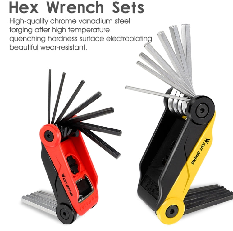 West Biking 16 In 1 Bicycle Repair Tool Multi-Function Wrench Hex Tool Riding Equipment(Black Yellow) - Maintenance tools by West Biking | Online Shopping UK | buy2fix