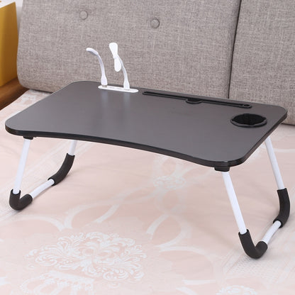 USB Folding Computer Desk With Fan & Lamp, Size: 60x40x28cm(Cool Black) - Laptop Stand by buy2fix | Online Shopping UK | buy2fix