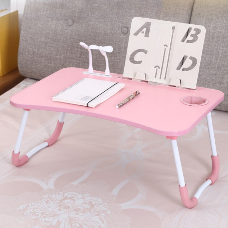 USB Folding Computer Desk With Fan & Lamp, Size: 60x40x28cm(Teenage Pink) - Laptop Stand by buy2fix | Online Shopping UK | buy2fix