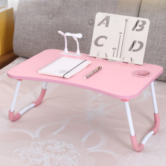 USB Folding Computer Desk With Fan & Lamp, Size: 60x40x28cm(Teenage Pink) - Laptop Stand by buy2fix | Online Shopping UK | buy2fix