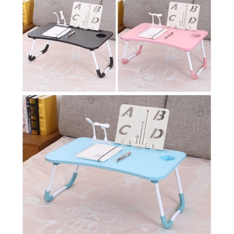 USB Folding Computer Desk With Fan & Lamp, Size: 60x40x28cm(Teenage Pink) - Laptop Stand by buy2fix | Online Shopping UK | buy2fix