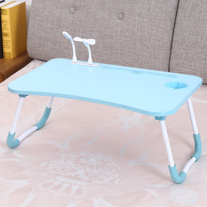 USB Folding Computer Desk With Fan & Lamp, Size: 60x40x28cm(Sky Blue) - Laptop Stand by buy2fix | Online Shopping UK | buy2fix