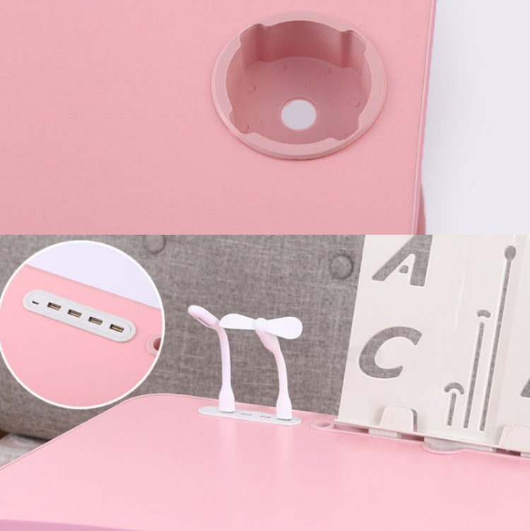 USB Folding Computer Desk With Fan & Lamp, Size: 60x40x28cm(Teenage Pink) - Laptop Stand by buy2fix | Online Shopping UK | buy2fix