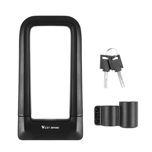 West Biking Silicone U-Shaped Lock Bicycle Lock Universal Waterproof Anti-Collision Alloy Key Lock(Black) by WEST BIKING