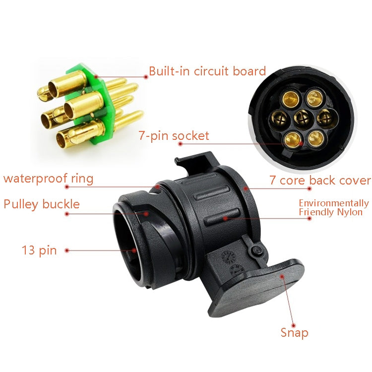 TS170E-Z 12V Car Resistance Trailer Plug Socket Trailer Tester Connector Recorder With 2 Conversion Heads EU Plug - Cables & Connectors by buy2fix | Online Shopping UK | buy2fix
