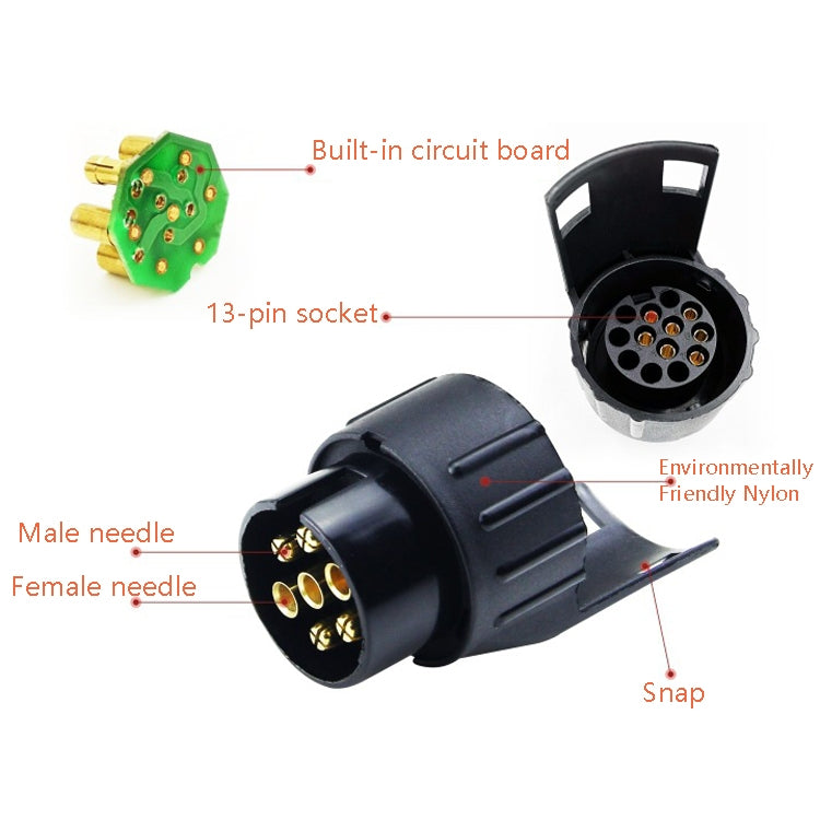 TS170E-Z 12V Car Resistance Trailer Plug Socket Trailer Tester Connector Recorder With 2 Conversion Heads EU Plug - Cables & Connectors by buy2fix | Online Shopping UK | buy2fix