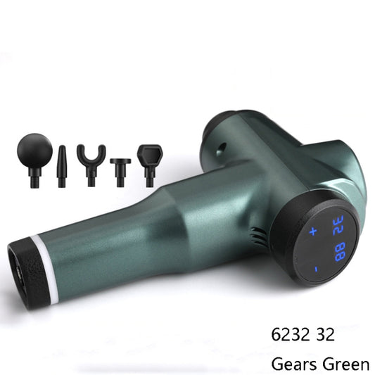 Muscles Relax Massager Portable Fitness Equipment Fascia Gun, Specification: 6232 32 Gears Green(EU Plug) - Massage gun & Accessories by buy2fix | Online Shopping UK | buy2fix