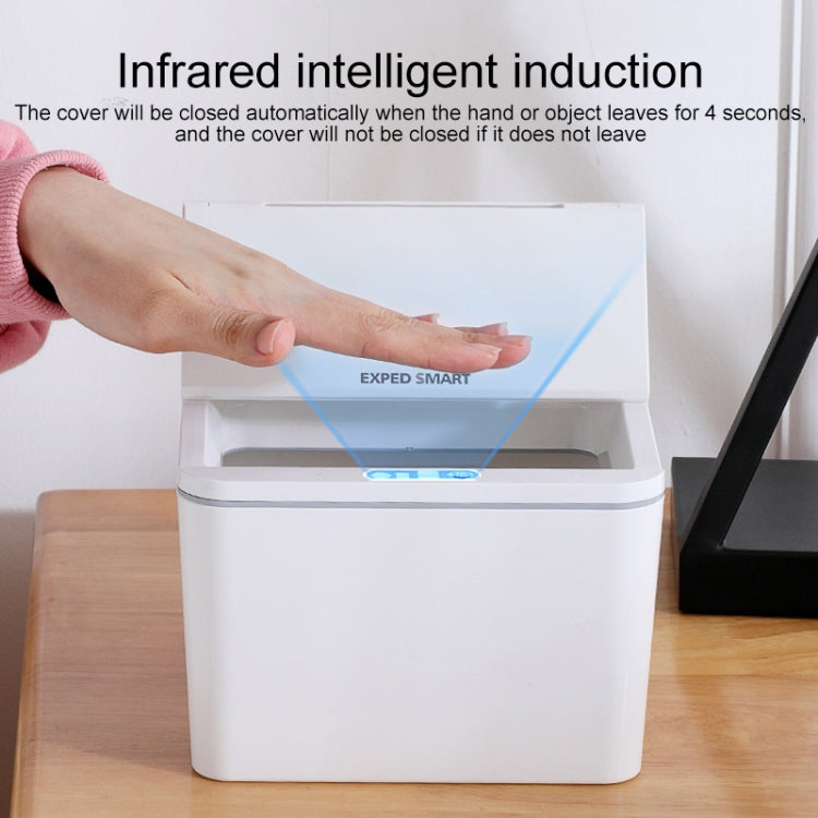 EXPED SMART Desktop Smart Induction Electric Storage Box Car Trash Can, Colour: 6L Battery Version (White) - Storage Boxes by buy2fix | Online Shopping UK | buy2fix
