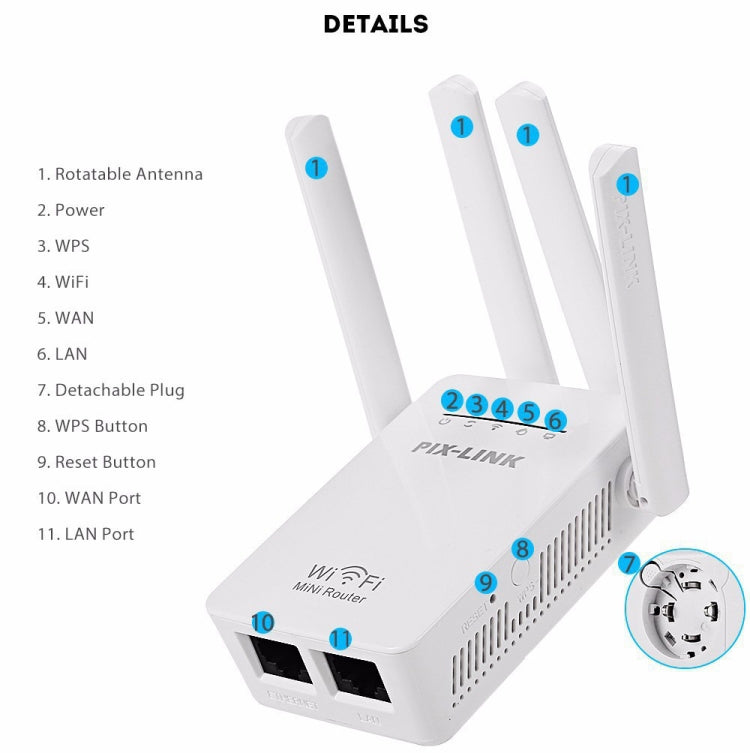 PIX-LINK LV-WR09 300Mbps WiFi Range Extender Repeater Mini Router(AU Plug) by buy2fix