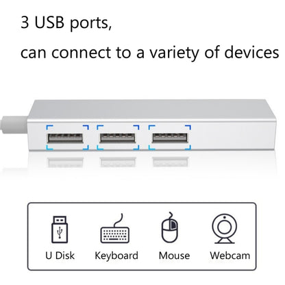 YH-U1009 3 x USB 3.0 + RJ45 to USB 3.0 External Drive-Free HUB for Laptops, Random Color Delivery by buy2fix