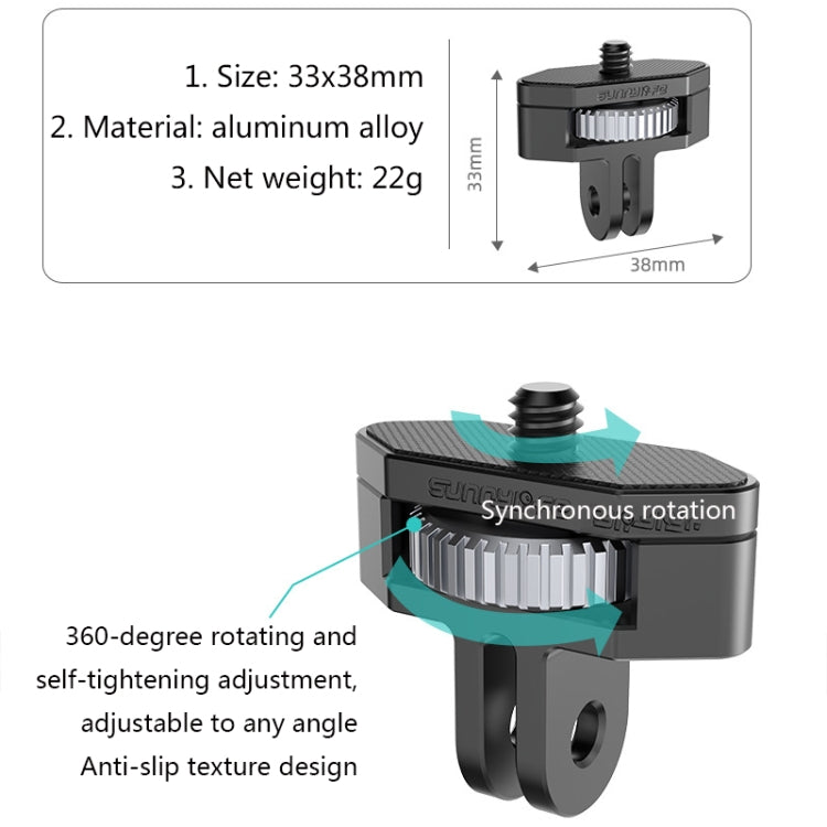 Sunnylife 1/4 inch Metal Adjustable Adapter For DJI Pocket 2 / FIMI PALM 2 / Insta360 One X-2(Dark Grey) - Quick Release Plate by Sunnylife | Online Shopping UK | buy2fix