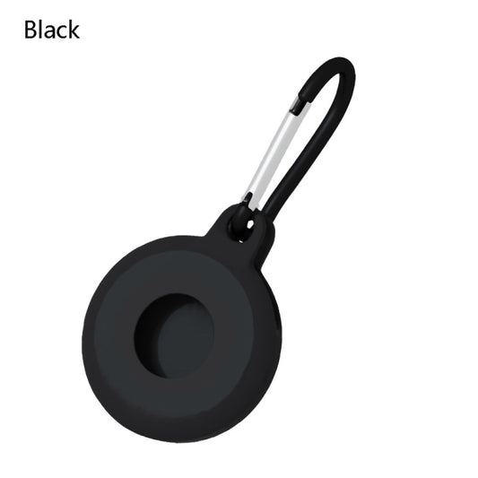 4 PCS Round Shape Shockproof Anti-scratch Silicone Protective Case with Carabiner for AirTag(Black) - Other by buy2fix | Online Shopping UK | buy2fix