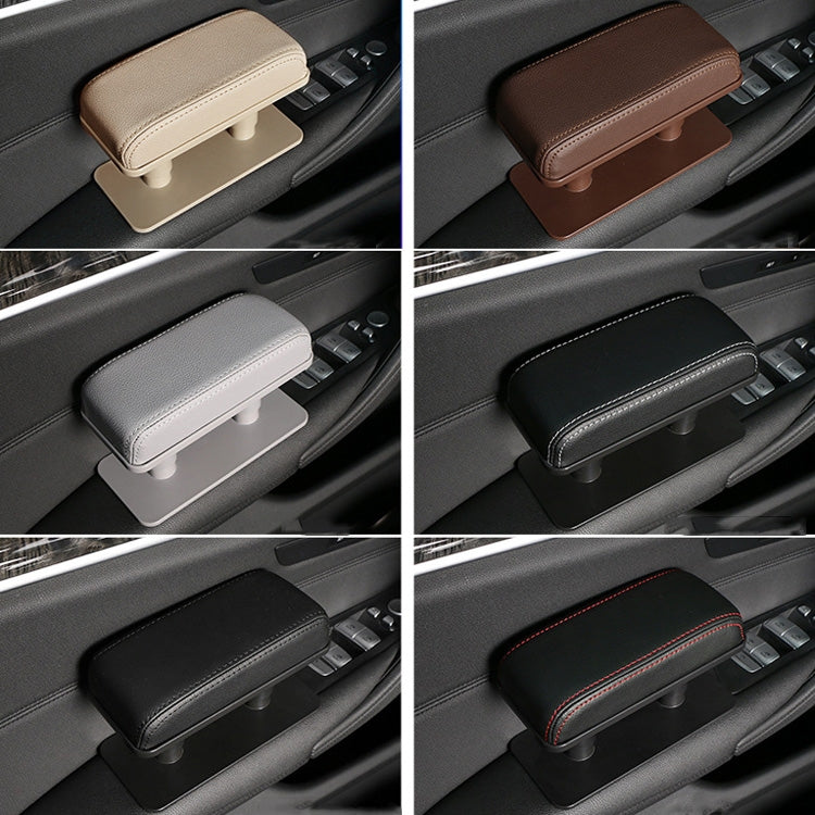 Car Arm Handle Seat Left Hand Elbow Tray Universal Leather Increasing Pad Central Armrest Box(Beige) by buy2fix