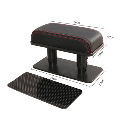 Car Arm Handle Seat Left Hand Elbow Tray Universal Leather Increasing Pad Central Armrest Box(Black+Black line) by buy2fix