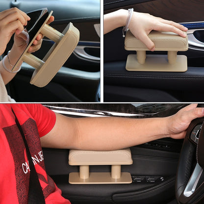 Car Arm Handle Seat Left Hand Elbow Tray Universal Leather Increasing Pad Central Armrest Box(Beige) by buy2fix