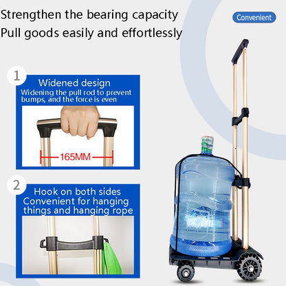 SELORSS BY04 Folding Small Pulley Car Aluminum Pull Rod Luggage Car Hand Carts Travel Shopping Move Goods And Buy Groceries Car - Hand Carts by buy2fix | Online Shopping UK | buy2fix