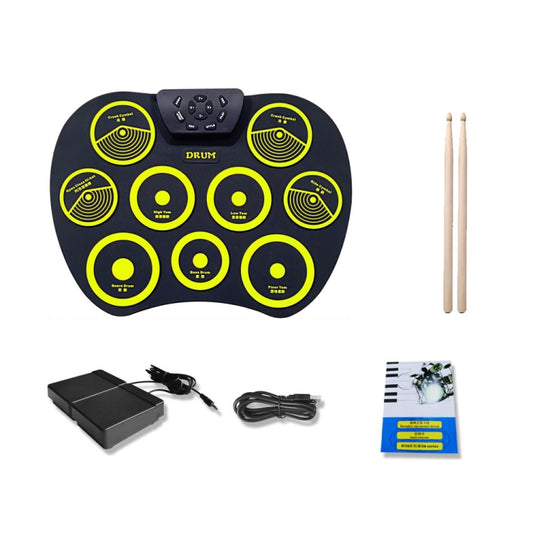Silicone Folding Portable Hand-Rolled Drum DTX Game Strike Board(G801 Yellow) by buy2fix
