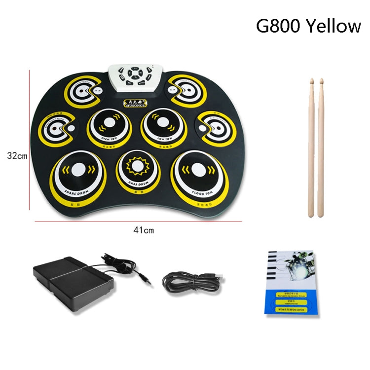 Silicone Folding Portable Hand-Rolled Drum DTX Game Strike Board(G800 Yellow) by buy2fix