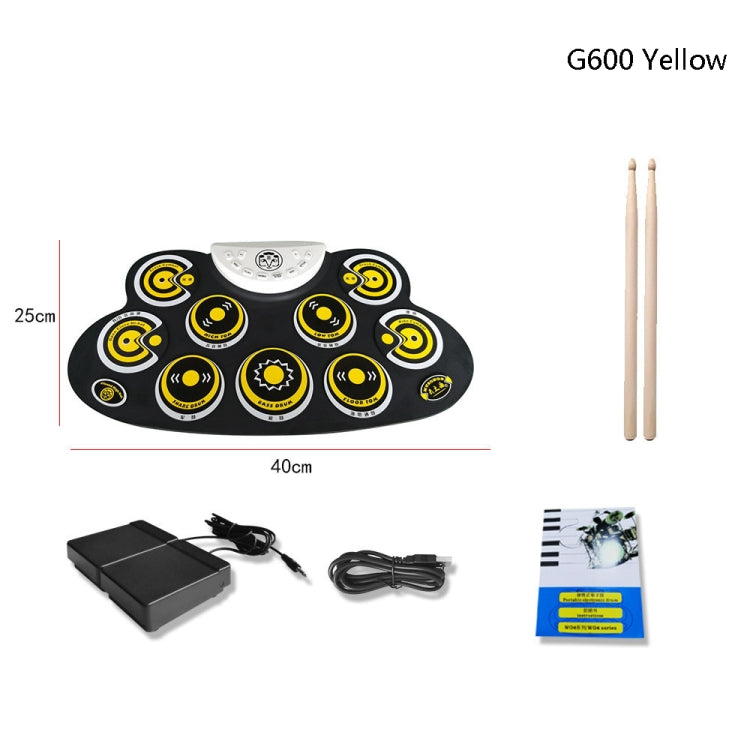 Children Hand Roll Electronic Drum DTX Game Portable Drum(G600 Yellow) by buy2fix