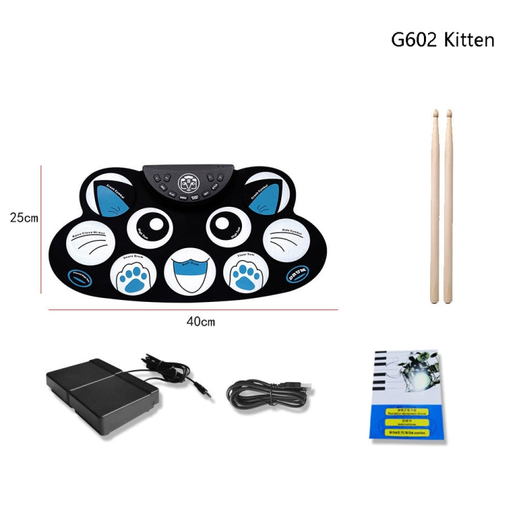 Children Hand Roll Electronic Drum DTX Game Portable Drum(G602 Kitten) by buy2fix