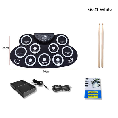Children Hand Roll Electronic Drum DTX Game Portable Drum(G621 White) by buy2fix