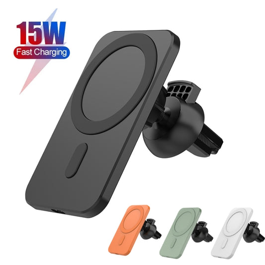 N16 10W Car Air Outlet + Suction Cup Magsafe Magnetic Phone Universal Wireless Charger Mobile Holder(Orange) - Wireless Charger Holders by buy2fix | Online Shopping UK | buy2fix