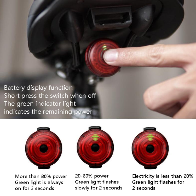 Portable Intelligent Sensing Brake Light Safety Warning Light USB Charging Waterproof Lamp With Electricity Display Taillight(Seat Pole) by buy2fix