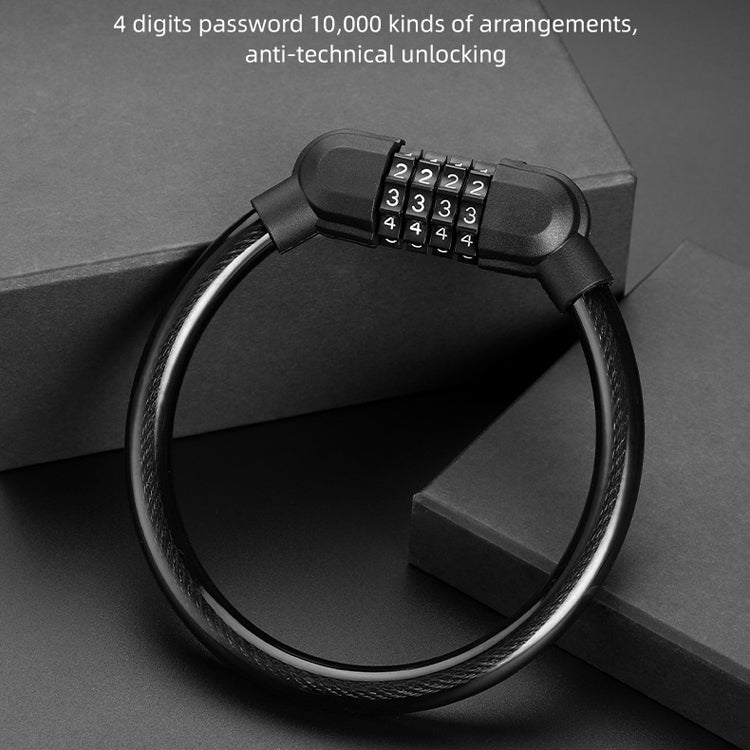 Bicycle Portable Four Password Ring Locks Outdoor Anti-Theft Lock(Black) by buy2fix