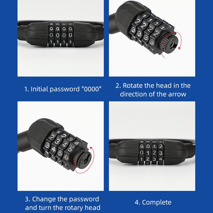 Bicycle Portable Four Password Ring Locks Outdoor Anti-Theft Lock(Black) by buy2fix