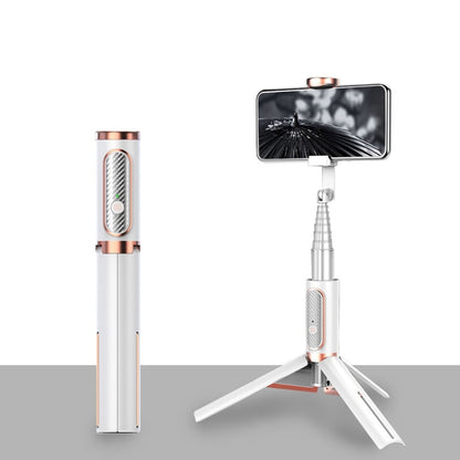 Bluetooth Selfie Stick with Tripod Multi-function Gimbal Mobile Phone Fill Light Live Support(White Gold) - Selfie Sticks by buy2fix | Online Shopping UK | buy2fix