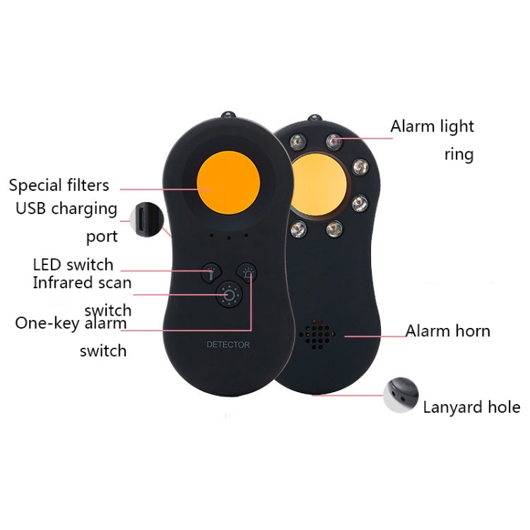D12 Anti-Candid Camera Detection Equipment Hotel Travel Room Anti-Surveillance Camera Infrared Detector(Black) - Infrared Detector by buy2fix | Online Shopping UK | buy2fix