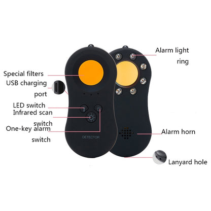 D12 Anti-Candid Camera Detection Equipment Hotel Travel Room Anti-Surveillance Camera Infrared Detector(Black) - Infrared Detector by buy2fix | Online Shopping UK | buy2fix