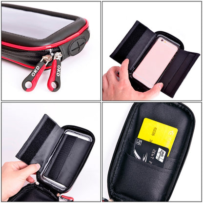OKD Motorcycle Bicycle Touch Screen Waterproof Mobile Phone Bag Bracket M(Upgrade+U-shaped Base) by buy2fix