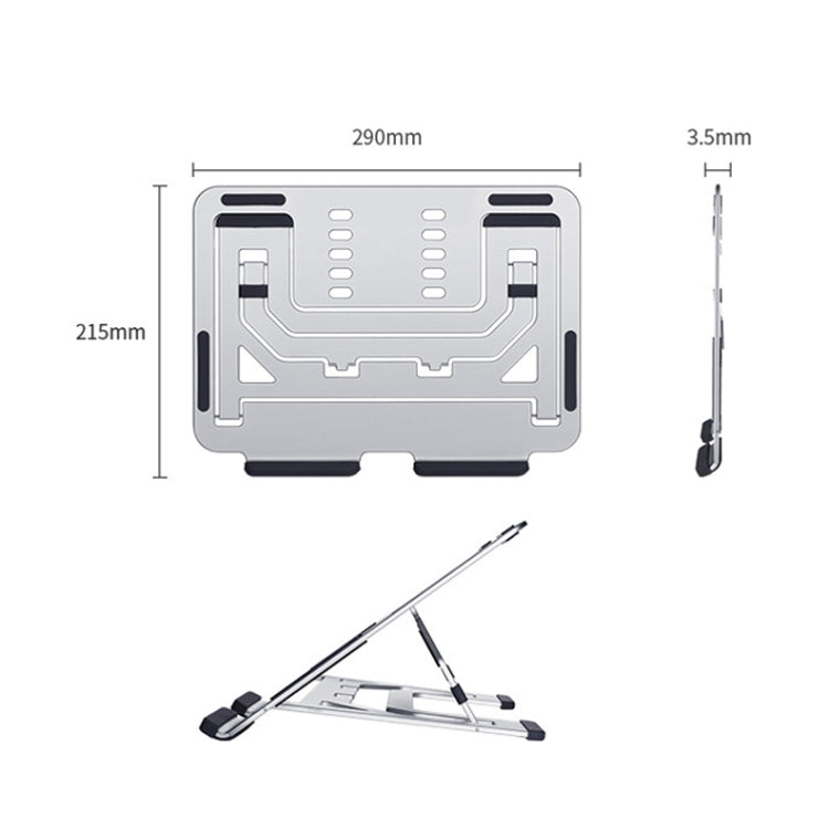 LH-T610 Aluminum Alloy Laptop Bracket Folding Lifting Desktop Cooling Bracket(Elegant Silver) - Laptop Stand by buy2fix | Online Shopping UK | buy2fix