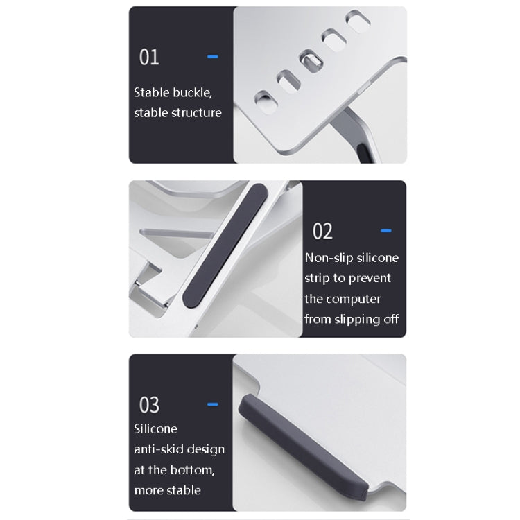 LH-T610 Aluminum Alloy Laptop Bracket Folding Lifting Desktop Cooling Bracket(Elegant Silver) - Laptop Stand by buy2fix | Online Shopping UK | buy2fix