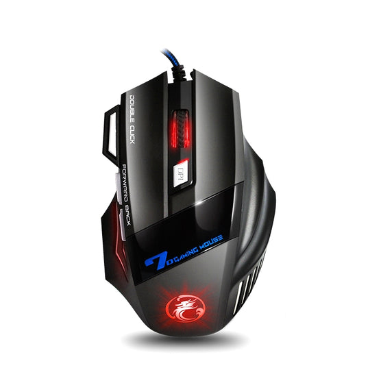 Souris de jeu filaire IMICE X7 2400 DPI à 7 touches avec lumière respiratoire colorée, longueur du câble : 1,8 m (version e-commerce noire peau)