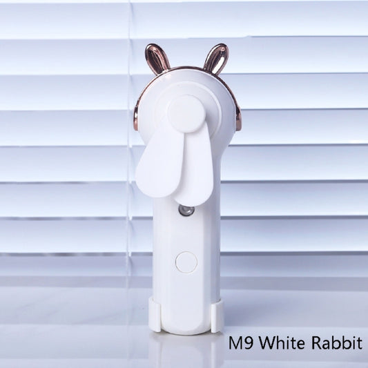 Handheld Hydrating Device Chargeable Fan Mini USB Charging Spray Humidification Small Fan(M9 White Rabbit) by buy2fix