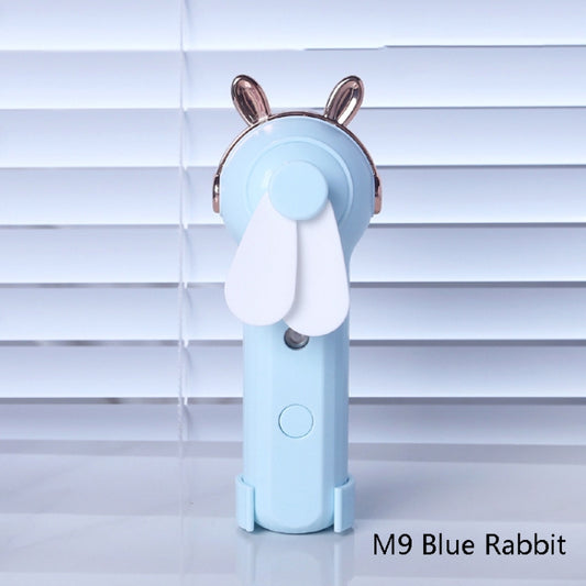 Handheld Hydrating Device Chargeable Fan Mini USB Charging Spray Humidification Small Fan(M9 Blue Rabbit) by buy2fix